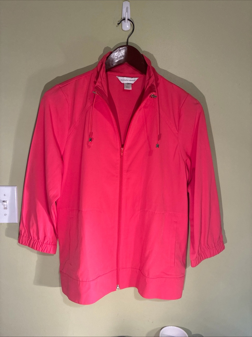 Christopher Banks Bright Pink Lightweight Zip-Front Women’s Jacket Sz lg